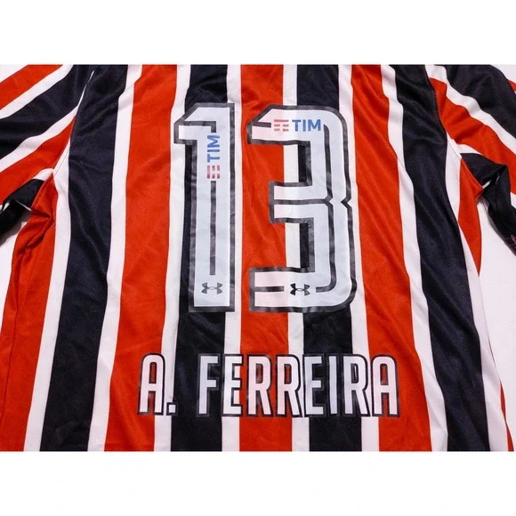 UNDER ARMOUR São Paulo SPFC Ferreira Soccer Football Jersey Red Striped Medium M